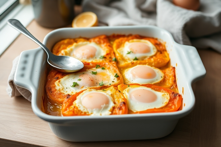 Paprika’s uit de oven met ei