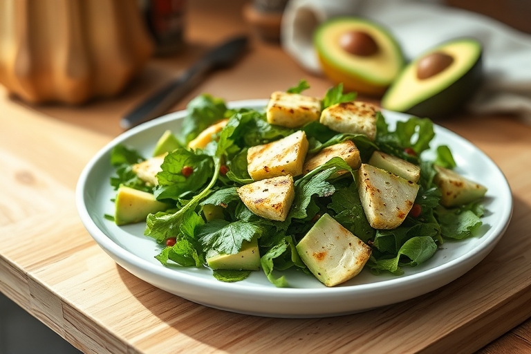 Avocadosalade met tofu en olijven