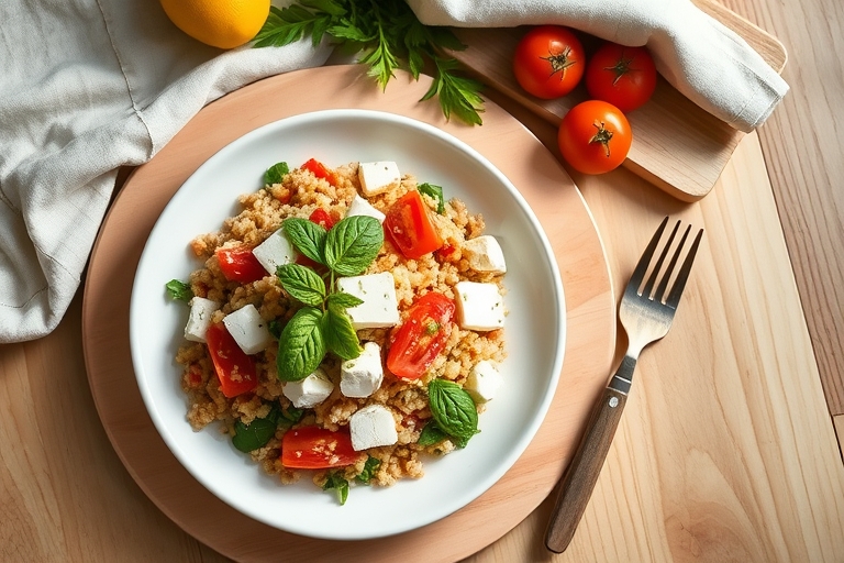 Tabouleh met feta en courgette