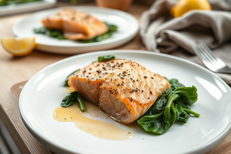 Gegrilde zalm met parelgort