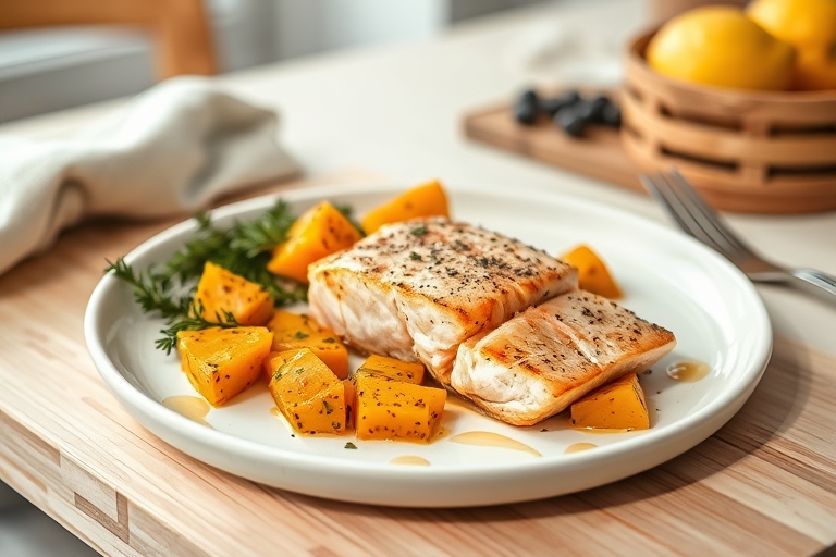 Gegrilde zalm met pompoen