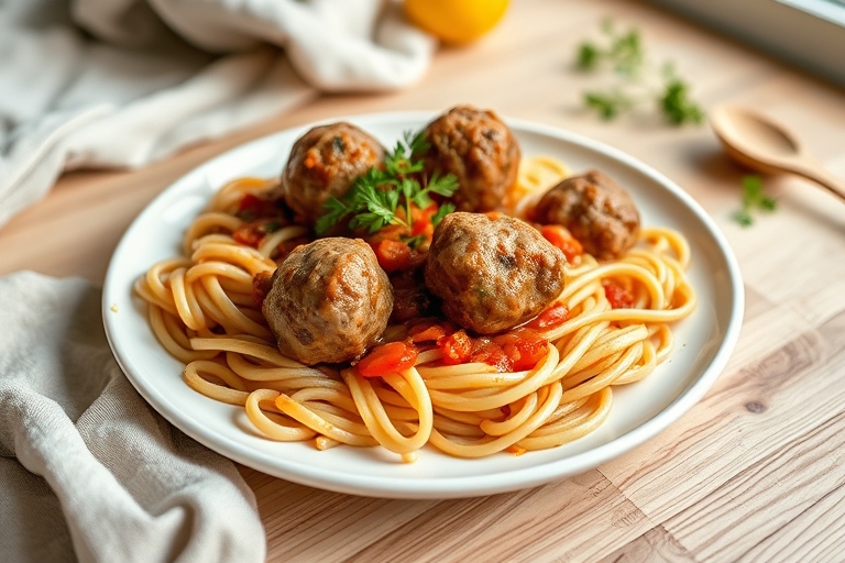 Gehaktballetjes met pasta