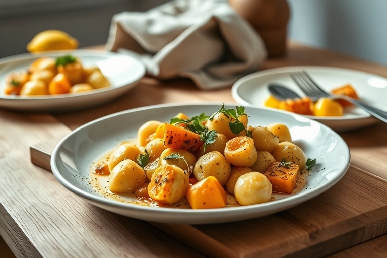 Gnocchi met pompoen en salie