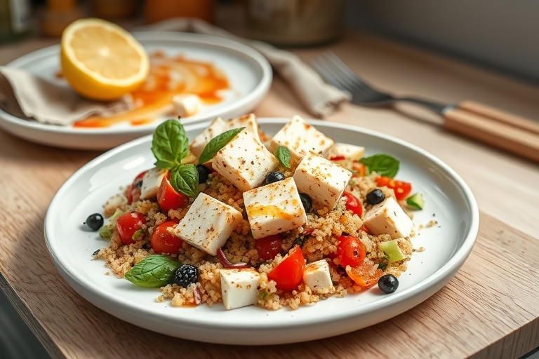 Halloumi salade met quinoa