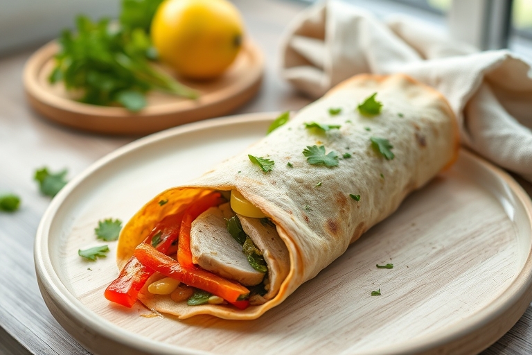 Kip-pestowrap met paprika