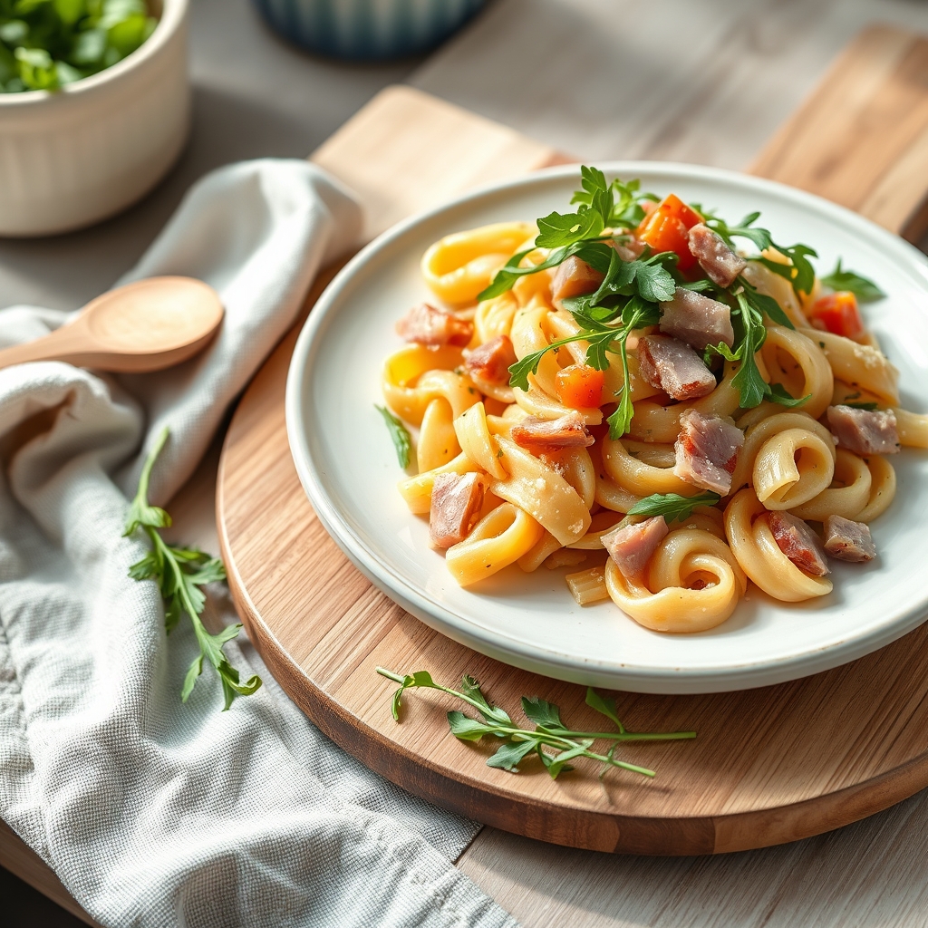 Pastasalade met caesardressing