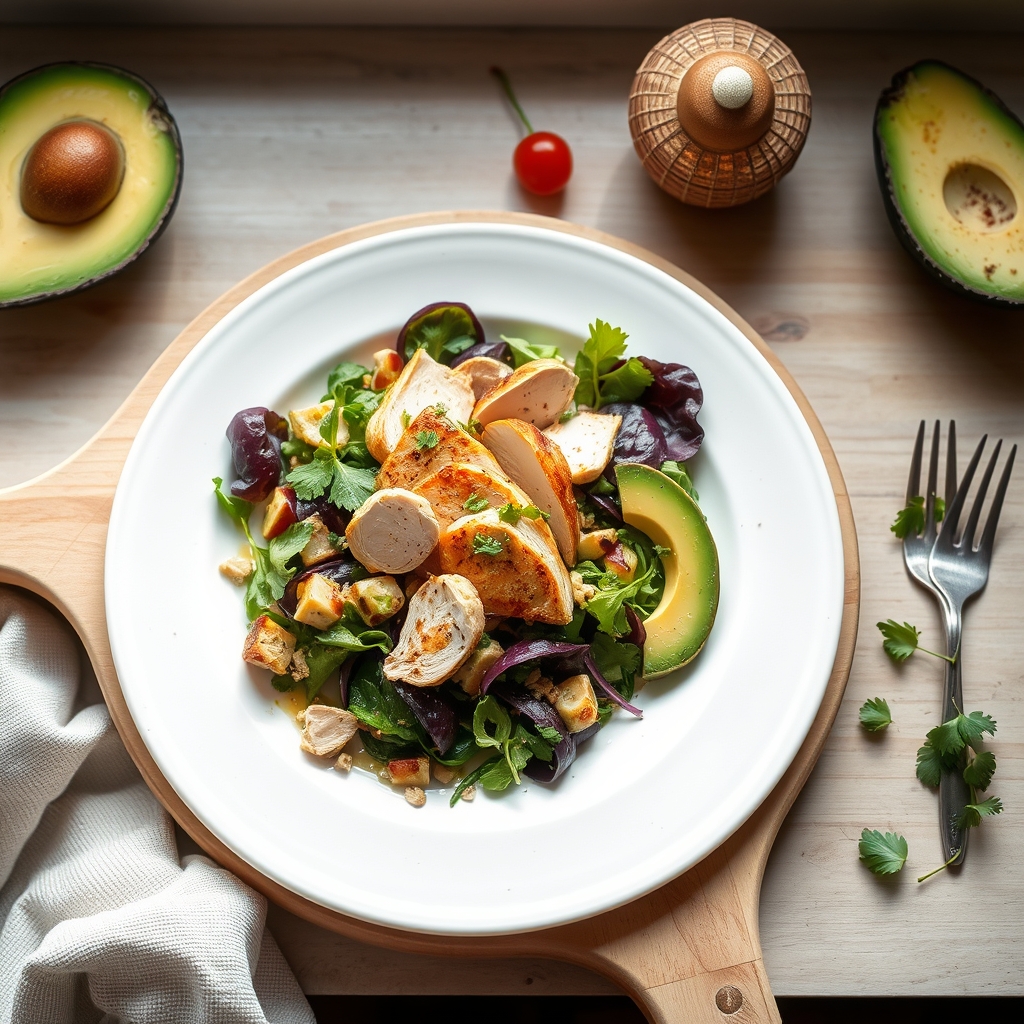 Salade met kip en avocado