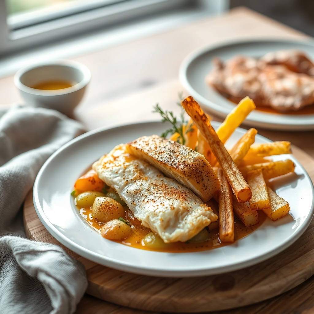 Fish and chips met groenten
