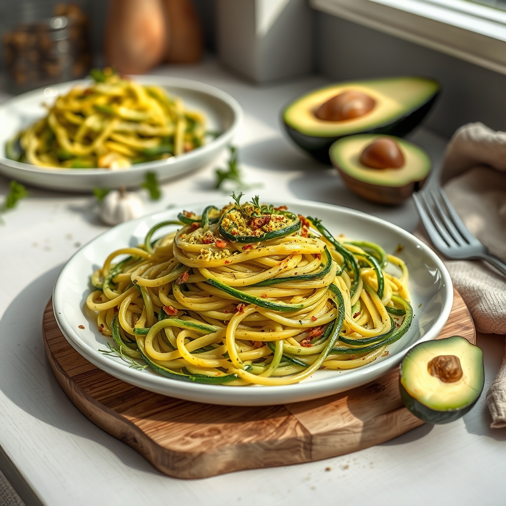 Courgette spaghetti met pesto