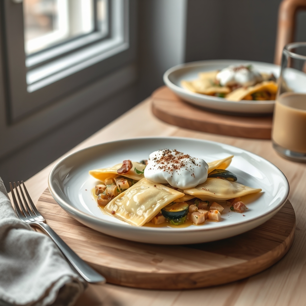 Ravioli met zelfgemaakte truffelsaus