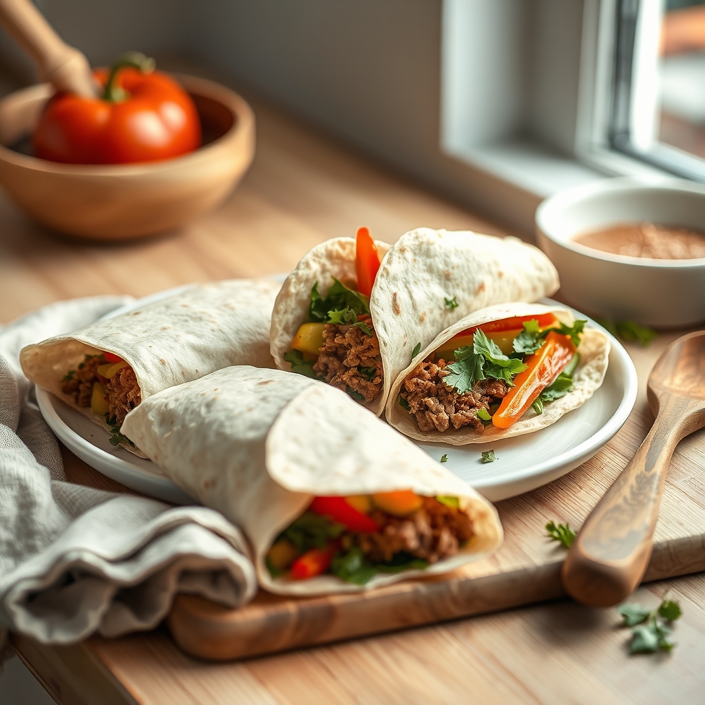 Wraps met gehakt en paprika