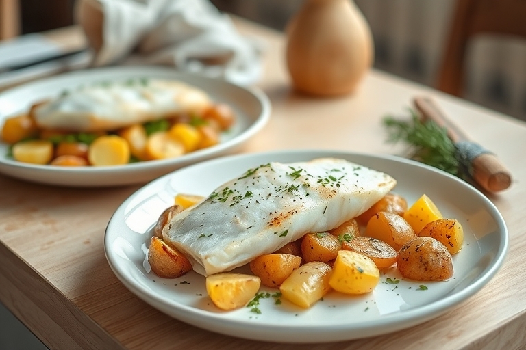 Kabeljauw met citroen en asperges