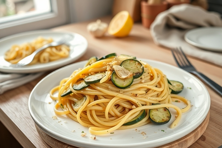 Aglio e olio met courgette