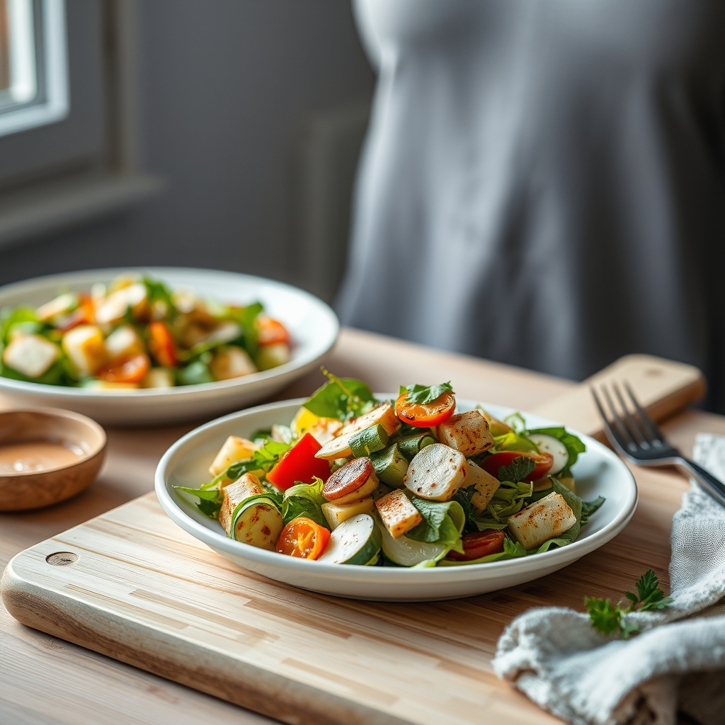 Zomerse salade met perzik