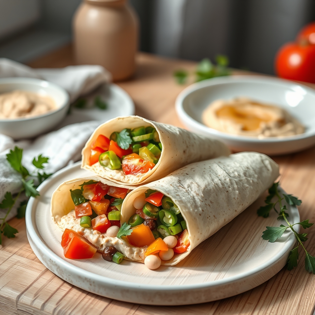 Wraps met hummus en rauwkost