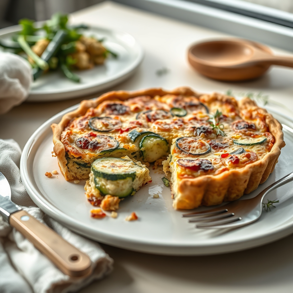 Courgette- en wortelquiche