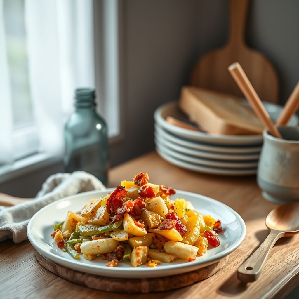Aardappelschotel met spekjes