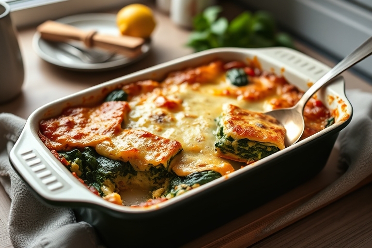 Groene lasagne met spinazie
