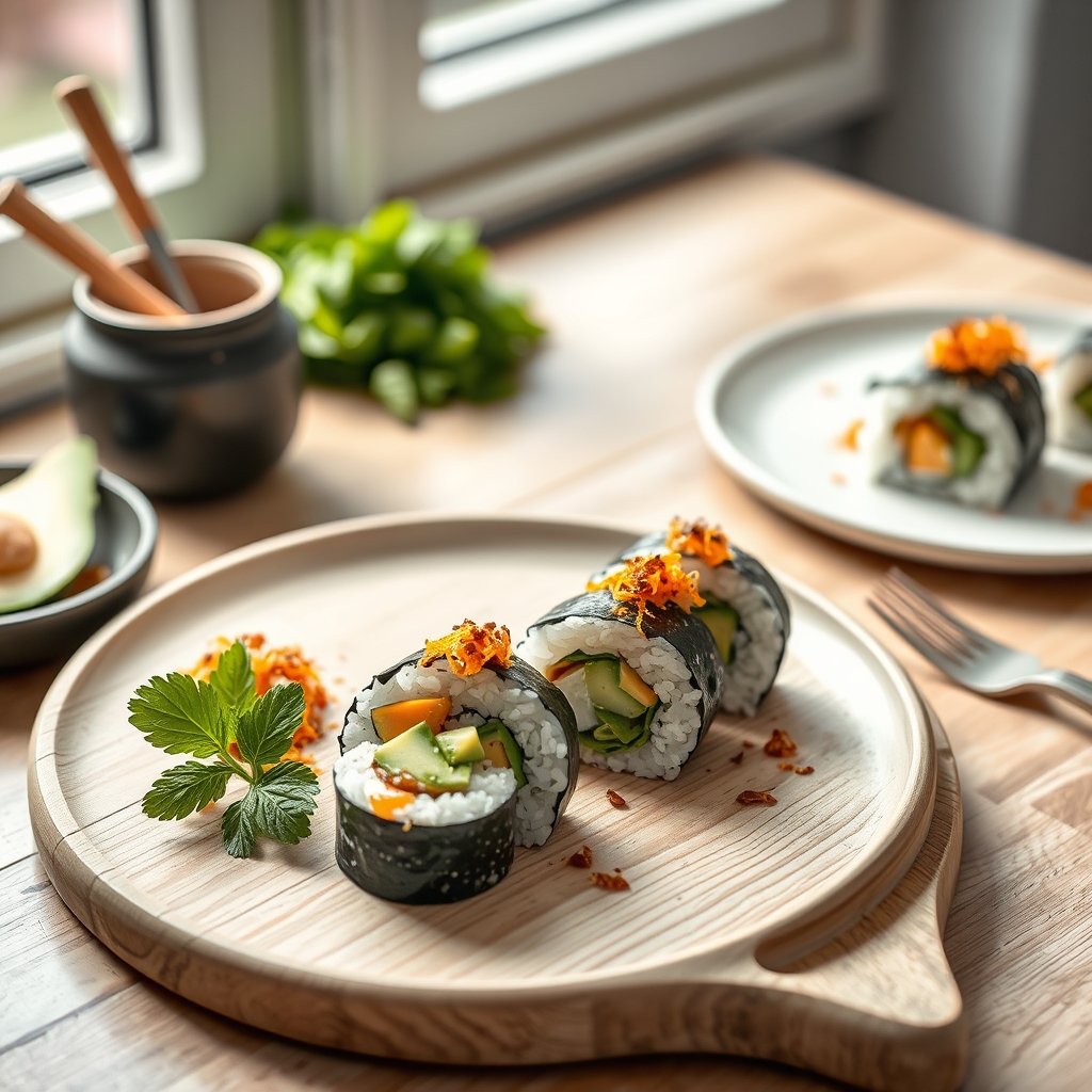 Vegetarische sushi met avocado