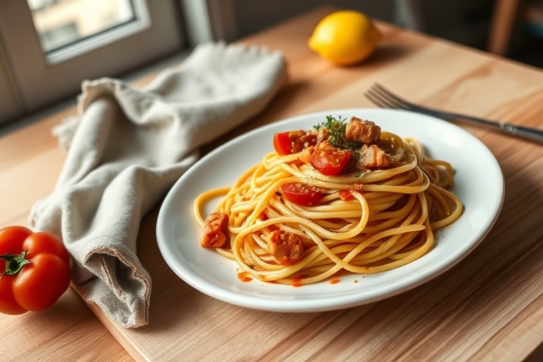 Spaghetti met tomatensaus