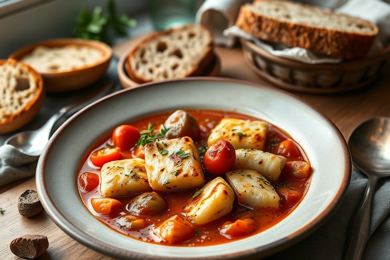 Ratatouille met kabeljauw