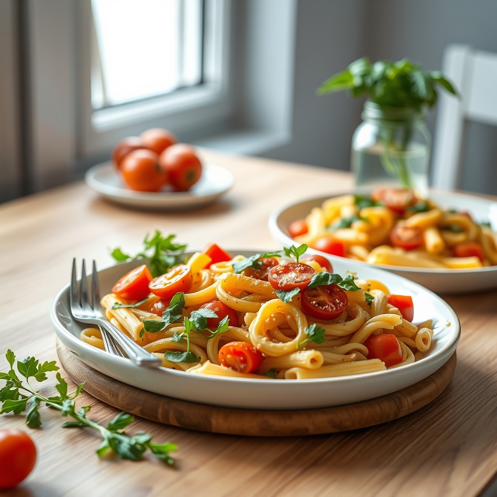 Pastasalade met tomaat en rucola
