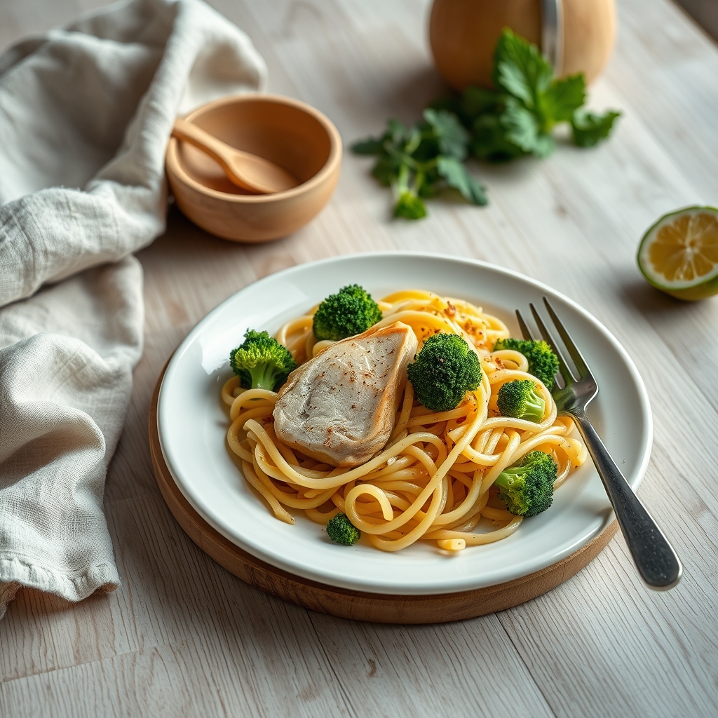 Pasta met broccoli en kip