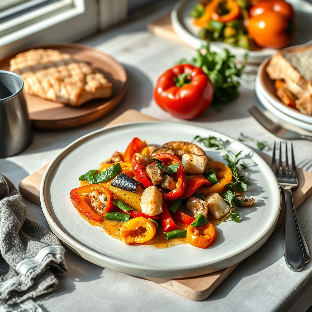 Roerbak met kip en paprika