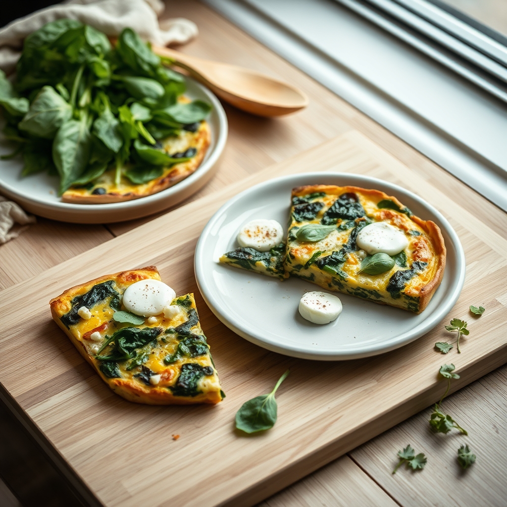 Spinazie en mozzarella frittata