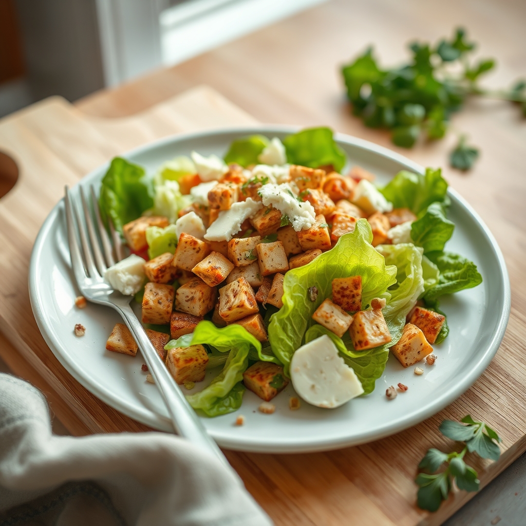 Caesar salade met tempeh