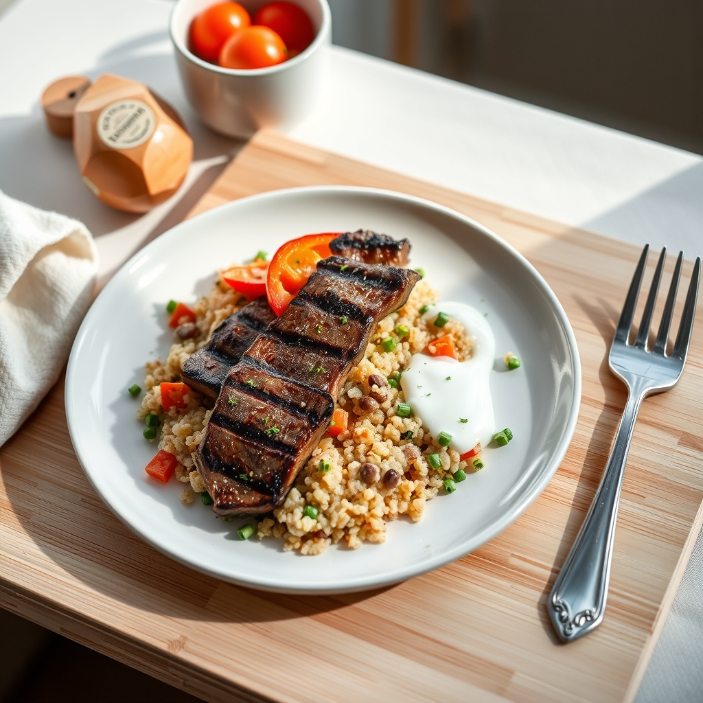 Maaltijdsalade met quinoa en biefstuk