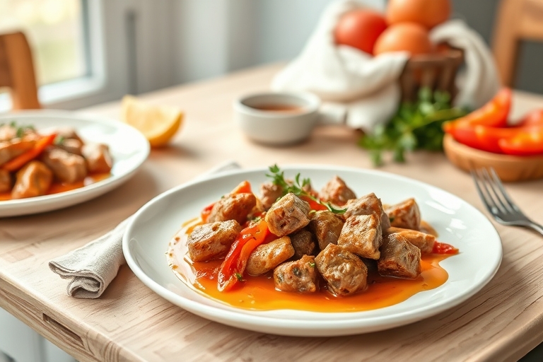 Rundergehakt in tomaat‑paprikasaus