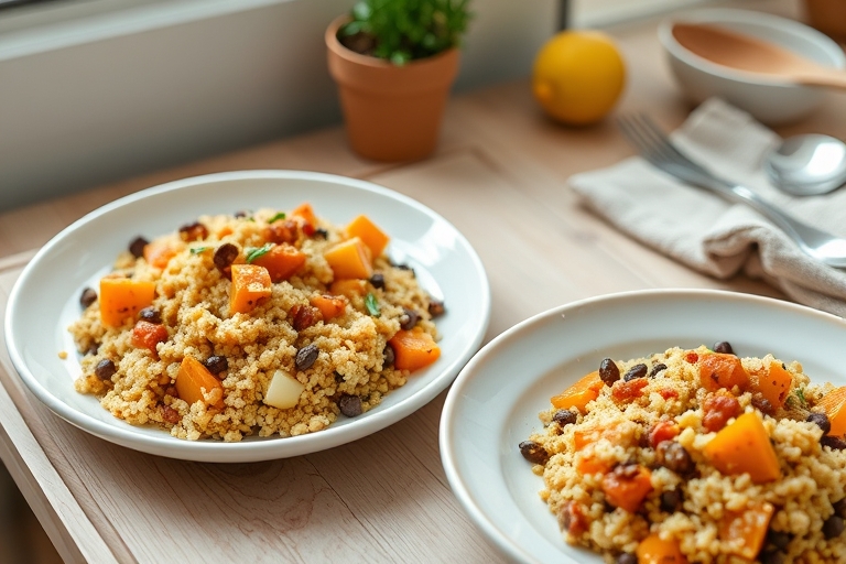 Parelcouscous met linzen en herfstgroen