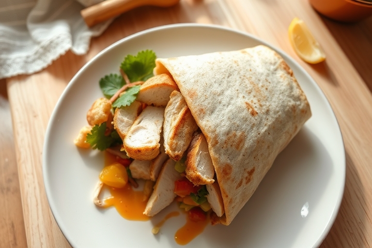 Wraps met hummus en kip