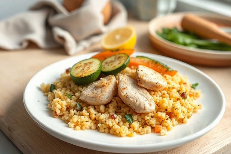 Couscous met kip en zomergroenten